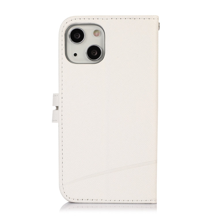 For iPhone 13 mini Cross Texture Horizontal Flip Leather Phone Case (White)