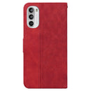 For Motorola Moto G62 5G Geometric Embossed Leather Phone Case(Red)