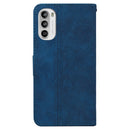 For Motorola Moto G62 5G Geometric Embossed Leather Phone Case(Blue)