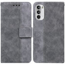 For Motorola Moto G62 5G Geometric Embossed Leather Phone Case(Grey)