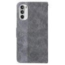 For Motorola Moto G62 5G Geometric Embossed Leather Phone Case(Grey)