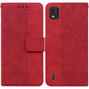 For Nokia C2 2nd Edition Geometric Embossed Leather Phone Case(Red)