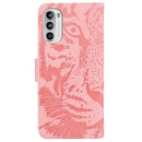 For Motorola Moto G62 5G Tiger Embossing Pattern Horizontal Flip Leather Phone Case(Pink)