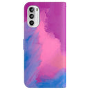 For Motorola Moto G62 5G Watercolor Pattern Horizontal Flip Leather Phone Case(Purple Red)
