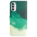 For Motorola Moto G62 5G Watercolor Pattern Horizontal Flip Leather Phone Case(Cyan Green)