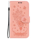 For Motorola Moto G62 5G Butterfly Rose Embossed Leather Phone Case(Pink)
