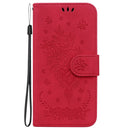 For Motorola Moto G62 5G Butterfly Rose Embossed Leather Phone Case(Red)