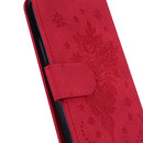 For Motorola Moto G62 5G Butterfly Rose Embossed Leather Phone Case(Red)