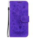 For Motorola Moto G62 5G Butterfly Rose Embossed Leather Phone Case(Purple)