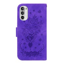 For Motorola Moto G62 5G Butterfly Rose Embossed Leather Phone Case(Purple)