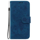 For Motorola Moto G62 5G Butterfly Rose Embossed Leather Phone Case(Blue)
