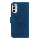 For Motorola Moto G62 5G Butterfly Rose Embossed Leather Phone Case(Blue)