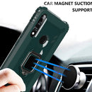 For Huawei Y9 Prime 2019 Carbon Fiber Protective Case with 360 Degree Rotating Ring Holder(Green)