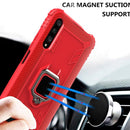 For Huawei Honor 9X / 9X Pro Carbon Fiber Protective Case with 360 Degree Rotating Ring Holder(Red)