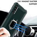 For Huawei Honor 9X / 9X Pro Carbon Fiber Protective Case with 360 Degree Rotating Ring Holder(Green)