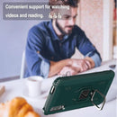 For Huawei Honor 9X / 9X Pro Carbon Fiber Protective Case with 360 Degree Rotating Ring Holder(Green)