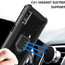 For Huawei Honor 9X / 9X Pro Carbon Fiber Protective Case with 360 Degree Rotating Ring Holder(Black)
