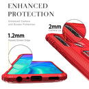 For Huawei Honor 10i / 20i Carbon Fiber Protective Case with 360 Degree Rotating Ring Holder(Red)