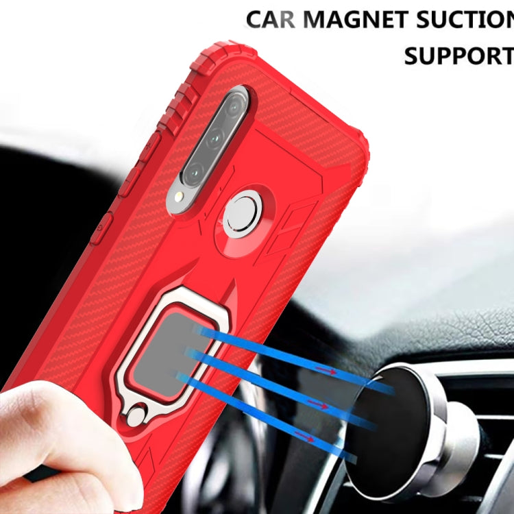For Huawei Honor 10i / 20i Carbon Fiber Protective Case with 360 Degree Rotating Ring Holder(Red)