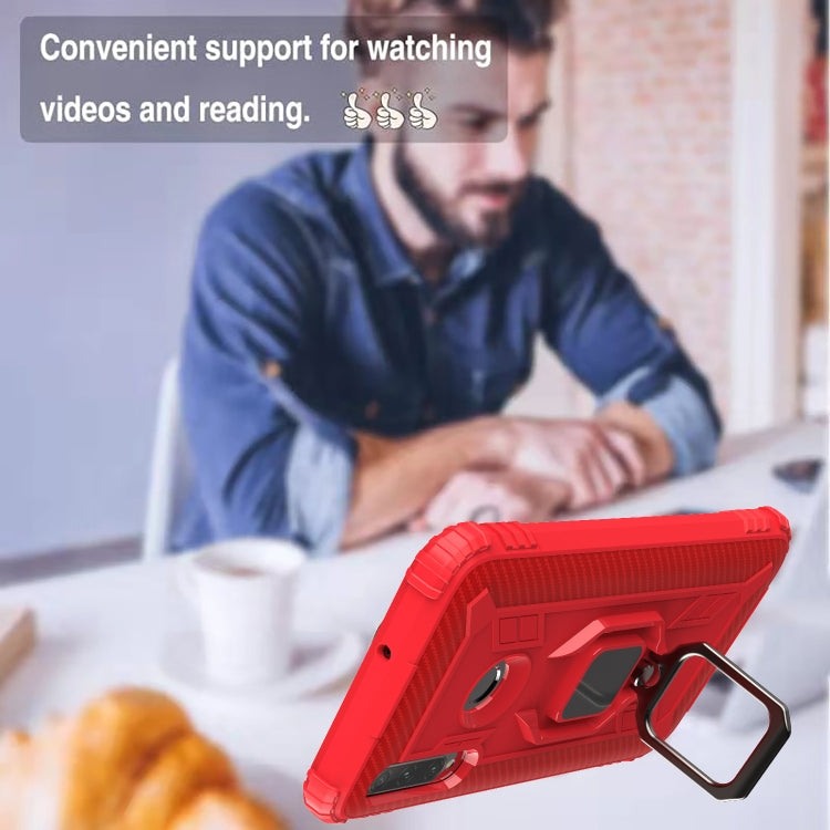 For Huawei Honor 10i / 20i Carbon Fiber Protective Case with 360 Degree Rotating Ring Holder(Red)