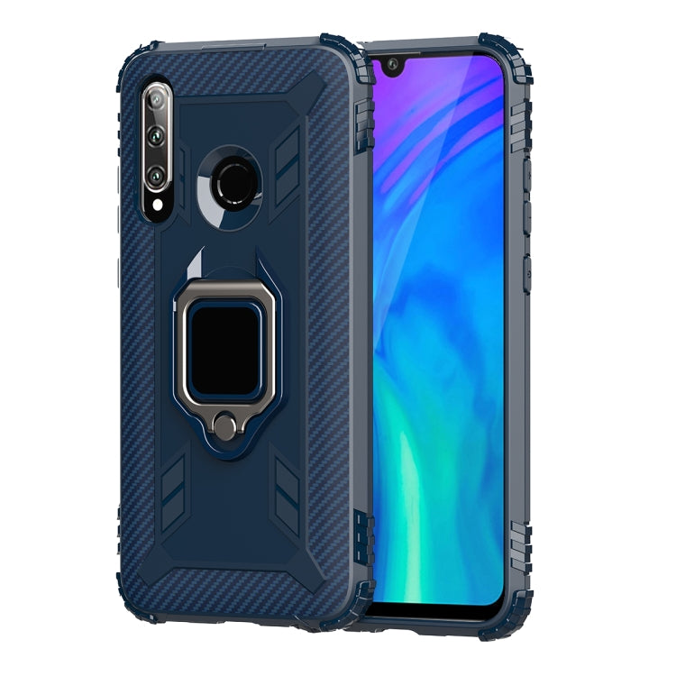 For Huawei Honor 10i / 20i Carbon Fiber Protective Case with 360 Degree Rotating Ring Holder(Blue)