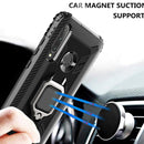 For Huawei Honor 10i / 20i Carbon Fiber Protective Case with 360 Degree Rotating Ring Holder(Black)