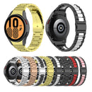 For Samsung Galaxy Watch 5 Pro 45mm Three Strains Steel Watch Band(Silver Black)