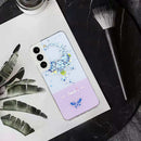 For Samsung Galaxy S22 5G Bronzing Butterfly Flower Phone Case(Peach Blossoms)