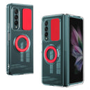 For Samsung Galaxy Fold4 5G Sliding Camera Design Ring Holder TPU Phone Case(Red)