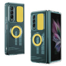 For Samsung Galaxy Fold4 5G Sliding Camera Design Ring Holder TPU Phone Case(Yelllow)