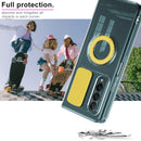 For Samsung Galaxy Fold4 5G Sliding Camera Design Ring Holder TPU Phone Case(Mint Green)