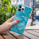 For iPhone 14 Pro IMD Marble TPU Phone Case(Green)