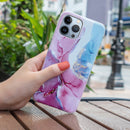 For iPhone 14 Pro IMD Marble TPU Phone Case(Pink Blue)