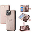 Magnetic Detachable Leather Phone Case For iPhone 14 Max(Rose Gold)