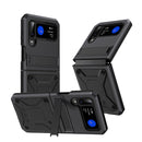 For Samsung Galaxy Z Flip4 Metal Shock-proof Phone Case With Holder(Black)