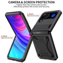 For Samsung Galaxy Z Flip4 Metal Shock-proof Phone Case With Holder(Black)