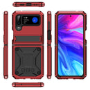 For Samsung Galaxy Z Flip4 Metal Shock-proof Phone Case With Holder(Red)