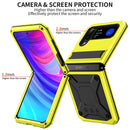 For Samsung Galaxy Z Flip4 Metal Shock-proof Phone Case With Holder(Yellow)