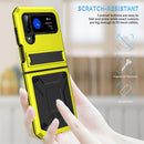 For Samsung Galaxy Z Flip4 Metal Shock-proof Phone Case With Holder(Yellow)