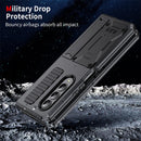 For Samsung Galaxy Z Fold4 Metal Shock-proof Phone Case With Holder(Black)