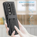 For Samsung Galaxy Z Fold4 Metal Shock-proof Phone Case With Holder(Black)