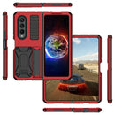For Samsung Galaxy Z Fold4 Metal Shock-proof Phone Case With Holder(Red)
