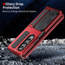 For Samsung Galaxy Z Fold4 Metal Shock-proof Phone Case With Holder(Red)