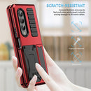 For Samsung Galaxy Z Fold4 Metal Shock-proof Phone Case With Holder(Red)