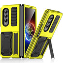 For Samsung Galaxy Z Fold4 Metal Shock-proof Phone Case With Holder(Yellow)