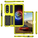 For Samsung Galaxy Z Fold4 Metal Shock-proof Phone Case With Holder(Yellow)