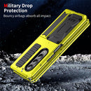 For Samsung Galaxy Z Fold4 Metal Shock-proof Phone Case With Holder(Yellow)