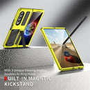 For Samsung Galaxy Z Fold4 Metal Shock-proof Phone Case With Holder(Yellow)