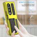 For Samsung Galaxy Z Fold4 Metal Shock-proof Phone Case With Holder(Yellow)