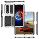 For Samsung Galaxy Z Fold4 Metal Shock-proof Phone Case With Holder(Silver)